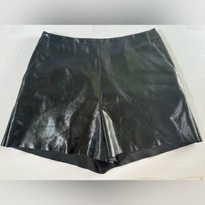 ASOS Shiny Black Faux Leather High Waist Women's Shorts